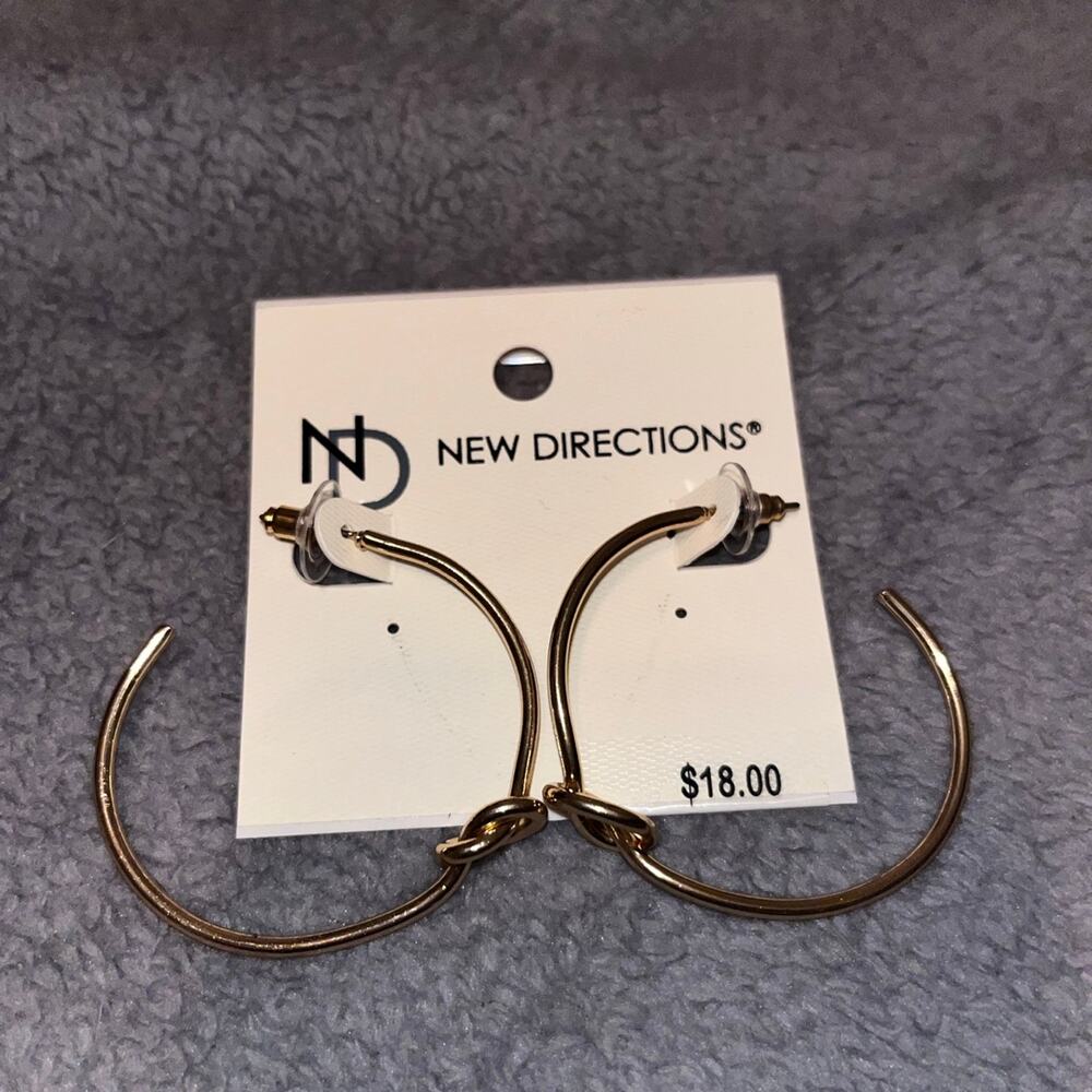 New Directions Gold-Tone Knot Hoop Earrings - NEW